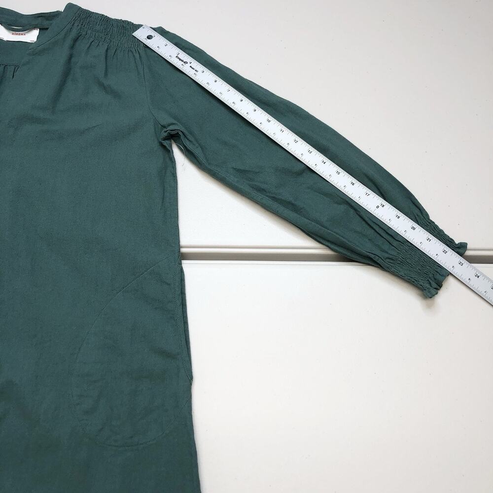 Xirena Maxi Dress With Belt Size S Or M Long Sleeve Shirred Cuffs Green ?Cotton? - Picture 4 of 5